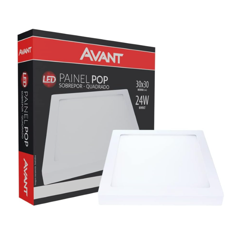 Painel Quadrado Sobrepor LED Bivolt POP Avant 24W